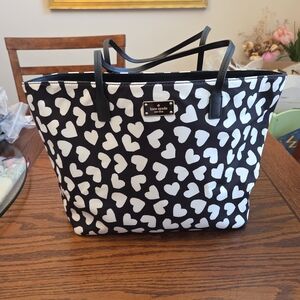 kate spade Black and White Heart-Print Tote